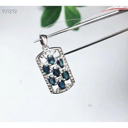 Sapphire necklace pendant Natural real blue sapphire 925 sterling silver For men or women