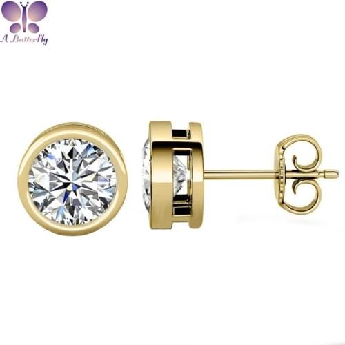 A Butterfly Jewelry 6.5mm Round Cut SONA Stone Stud Earrings Stone Shining Quality Guarantee