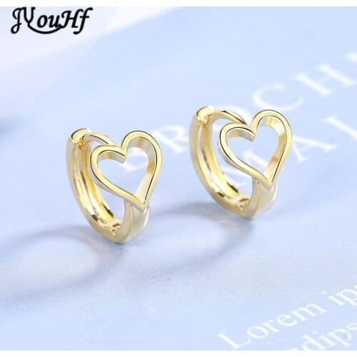 JYouHF Cute Heart Shape Hoop Earrings for Women Fashion Lovely Small Gold Silver Color Wedding Party Earring Jewelry Accessories