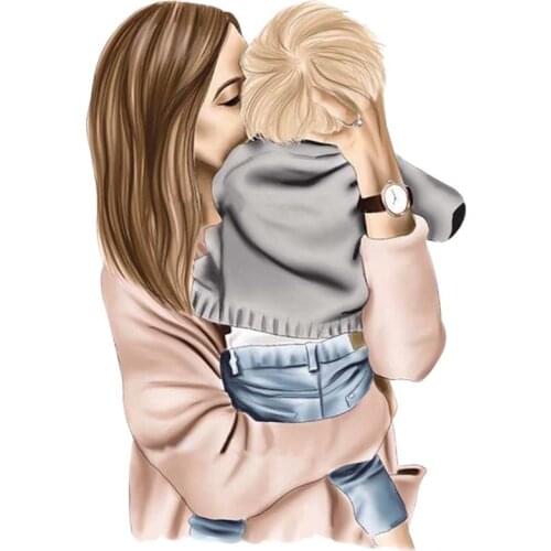 Thermal Patch Mom With Baby Pattern Garment Washable Diy Heat Print On T-Shirt Dresses Sweater Parches Applique On Clothes