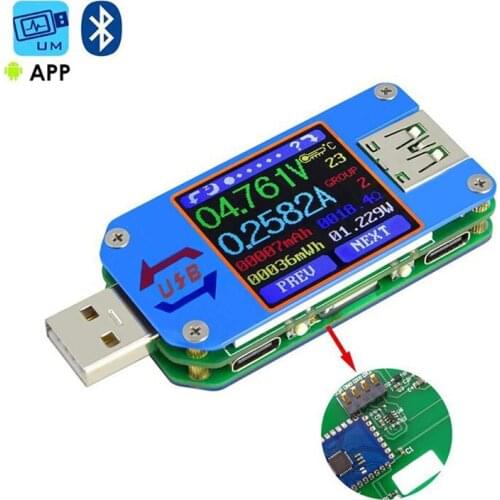 USB 2.0 Type-C LCD Voltmeter Ammeter Voltage UM25 UM25C for APP Current Meter Battery Charge Measure Cable Resistance Tester