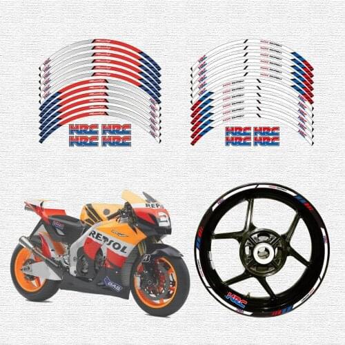 High quality motorcycle wheel decals waterproof Reflective stickers rim stripes For HONDA HRC HONDAHRC