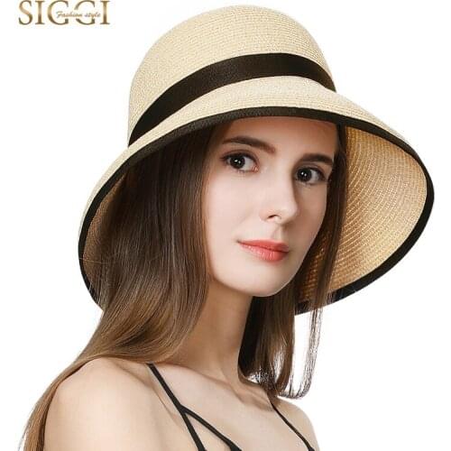 FANCET Summer Beach Womens Straw Hats Wide Brim Spring Adjustable Breathable Windproof Chin Cord Casual Sun Hats For Women 99009
