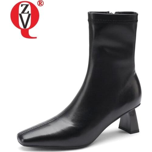 ZVQ Women small Square Toe winter Leisure working short boots Fashion Mature New Style Solid color Concise soft Comfortable