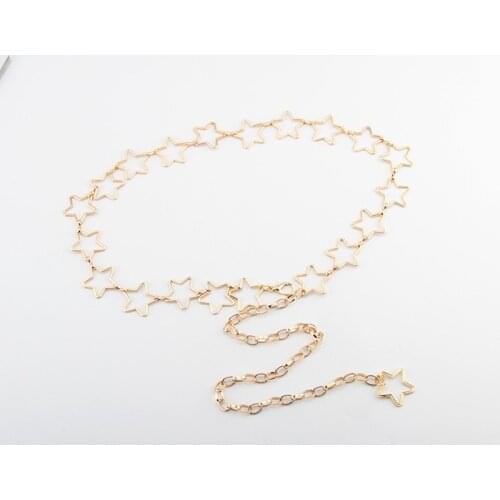 Fashion Waist Chain Belt Women Star Metal Chain Waistband Gold Silver Heart Round Waist Chain Cool Girls Accessories Long Tassel