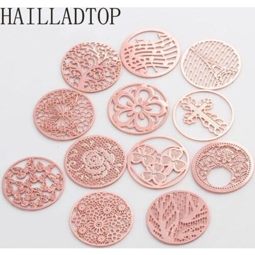 10pcs/lot Wholesale Rose Gold Hollow Window Charms For 30MM Floating Locket Butterfly Flower Charms Mothers Day Gift Life Tree