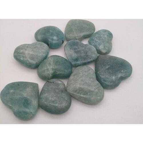 10pcs CARVED AMAZONITE FELDSPAR HEART CARVING CARVED BRAZIL