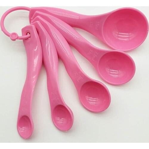 5Pcs/Set Spoons Measuring Supplies PP Portable Multi Purpose DIY Baking Tools Pink Stackable Combination Kitchen Accessories