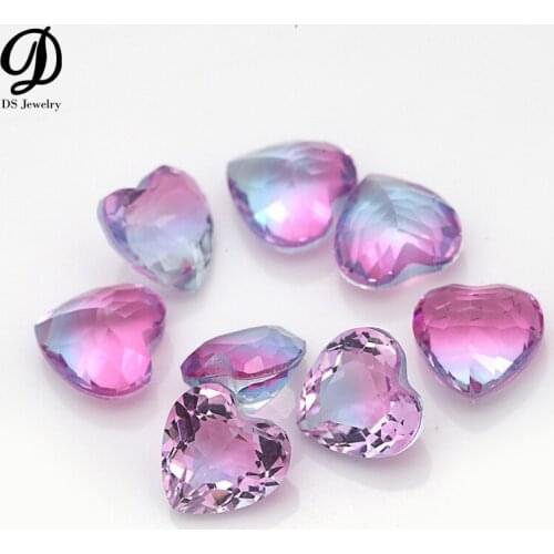 50pcs/Lot Loose Gems Glass Hear Shpape 5*5mm Tourmaline For Jewelry Making