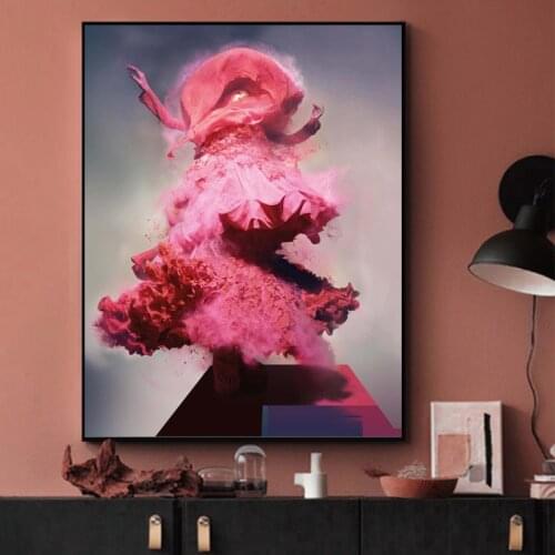 Abstract Beauty Art Canvas Painting Pink Girl Posters and Prints Wall Pictures Nordic Simplicity Living Room Home Decoration