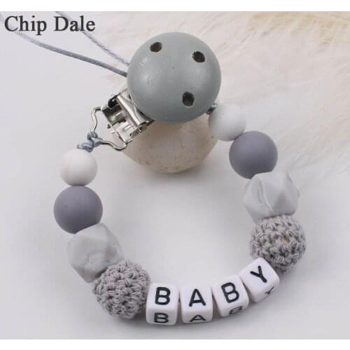 Chip Dale Personalized Name Silicone Baby Pacifier Clips DIY Pacifier Chain for Baby Teething Soother Chew Toy Dummy Clip Holder