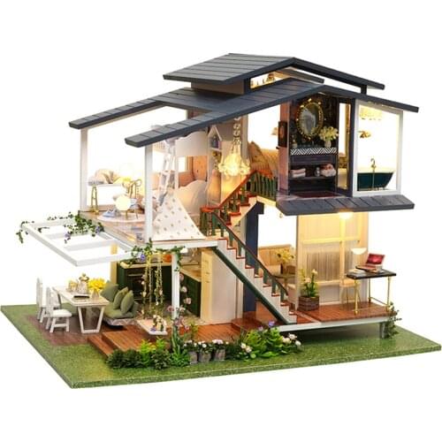 DIY 3D Wooden Miniature Doll House Kit Romantic Villa Building Assembly Model Cabin Home Decoration Christmas Birthday Gifts