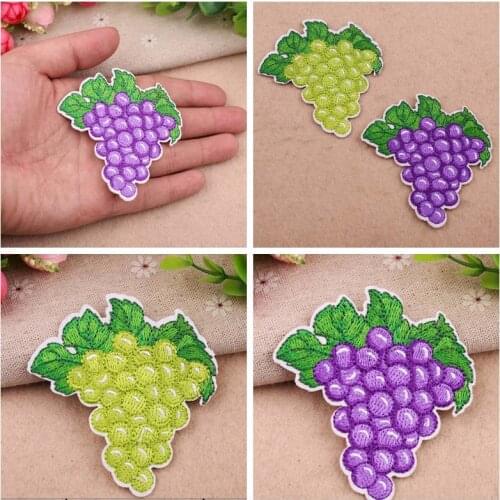 Exquisite high quality Grape Fruit Embroidery Raisin Patches for Clothing Iron on Kids Clothes Appliques Badge Stripes Sticker