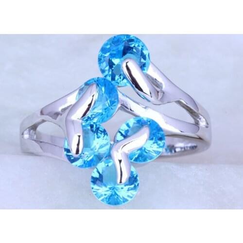 Love Monologue The Unique Design Blue Crystal Silver Color Rings for Women J0429 Size 6/7/8/9 Fast Shipping & Jewelry Bag