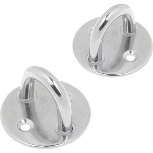 2Pcs Stainless Steel Round Pad Eye Plate Marine Hardware Staple Hook Loop