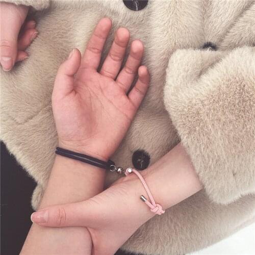 2Pcs Magnetic Couples Bracelets for Women Men Key Lock Friendship Rope Braided Bracelet Creative Charm Bracelet Jewelry Gift