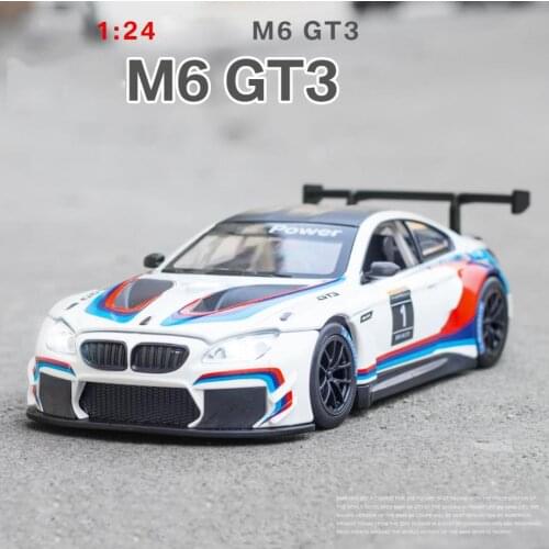 Simulation Hot 1:24 scale vehicle wheels germany famous brand bm M6 GT3 metal model diecast sport car pull back toy collection
