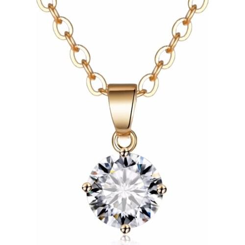 Fashion Gold Sliver Shiny Cubic Zirconia Pendant Necklace For Women Simple Crystal Choker Necklace Wedding Jewelry Wholesale
