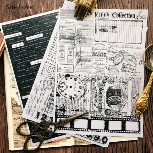 Chzimade Retro Pattern Printed Vellum Paper Stickers For Diy Scrapbooking Happy Planner/Card Making/Journaling Project