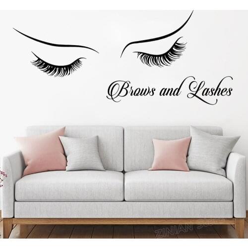 Brows And Lashes Wall Sticker Poster Home Decor Bedroom Beauty Salon Vinyl Decals Eyelash Extension Art Stickers For Girls Z869