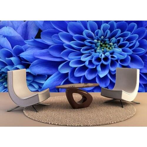 Custom Wallpaper Murals Close Up Blue Flower Self Adhesive Vinyl Wall Sticker Wall Paper Art Wall Painting Living Room