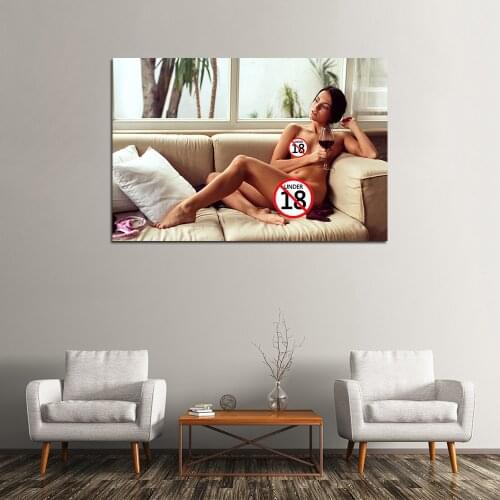 Wall Art Posters Girl Drinking Wine Sexy Model Photo Canvas Printed Paintings For Living Room Decor