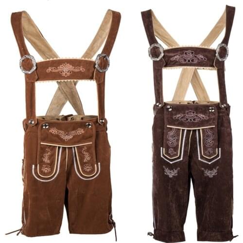 German Oktoberfest Cosplay Costume Mens Bavarian Lederhosen Shorts Trachten Garments S M L XL XXL
