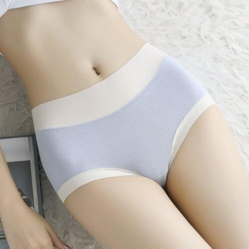 2021 New Pure Cotton Modal High Elastic Womens Underwear Splice Breathable Hip Lift Silk Crotch Simplicity Female Panties A71