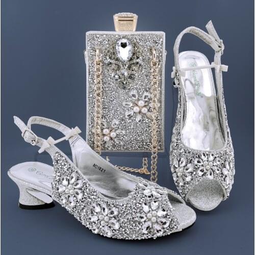 New Arrival Italian Design African Hot Selling Nigerian Fashion Style Pink Color Women Shoes and Bag Set for Party Wedding