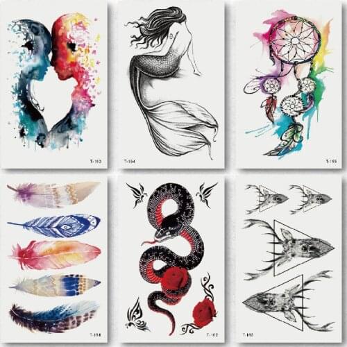 New Unique Design Waterproof Temporary Body Tattoo Escaping Clavicle Arm Flash Powder Flowers Onetime Tatuajes