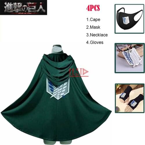 Attack on Titan Shingeki No Kyojin Scouting Legion Hoodie Levi Ackerman Cosplay Costume Halloween Party Cloak Green Cape Unisex