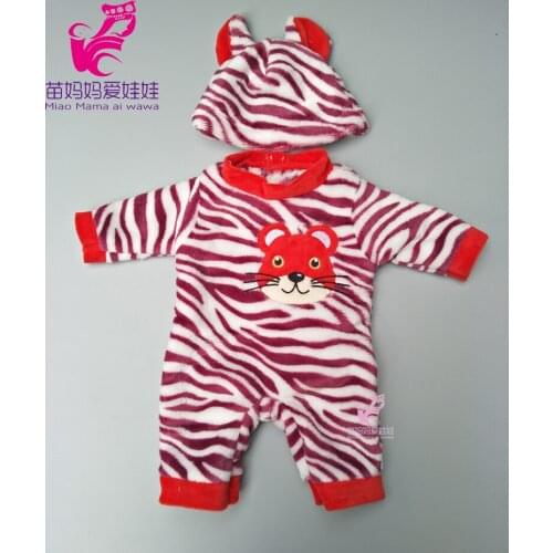Doll clothes for 43cm Baby doll clothes leopard set for 18 inch baby dolls clothes with cap for girls birthday gift