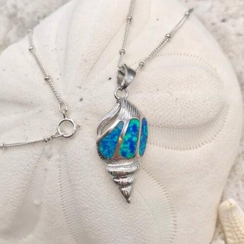 Opal Conch Shell Opal Pendant Necklace 925 Sterling Silver Women Jewelry For Gift