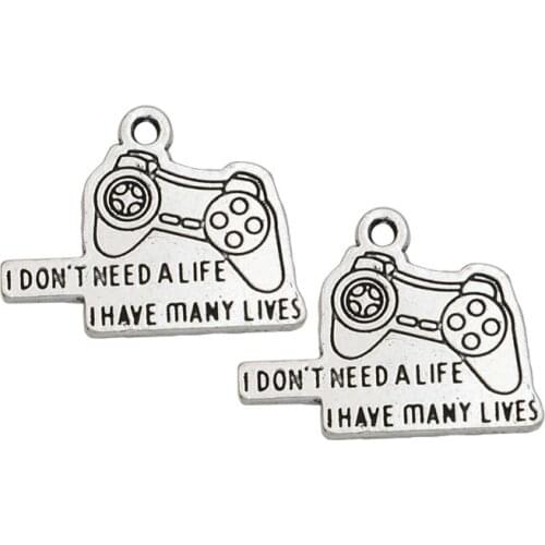 Antique Silver Plated I don't need a life I have many Lives Charms Pendants for Bracelets Jewelry Findings DIY 19x25mmmm