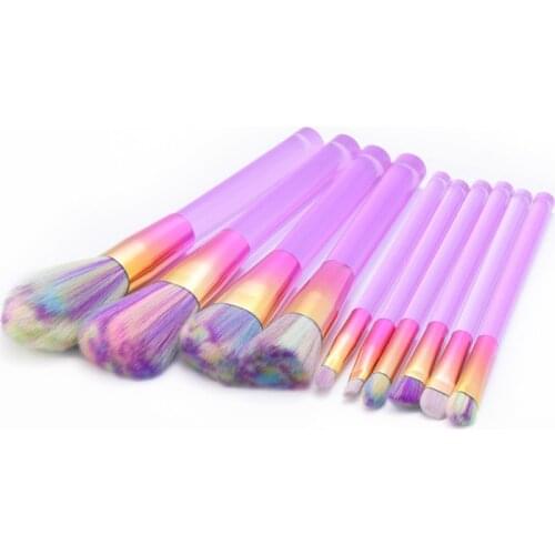 Professional 10pcs Makeup Brushes Sets Transparent Handles Eyeshadow Cosmetics Blusher Powder Foundation Concealer Make up Brush