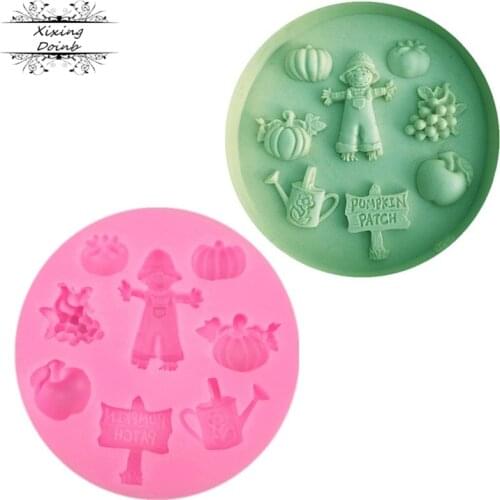 DIY Scarecrow pumpkin shape silicone cake mold fudge Chocolate Mold baking tool cake decoration