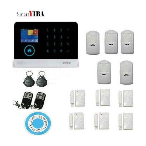 SmartYIBA Touch Keypad WIFI GSM Home Burglar Security System Android IOS APP Control WIFI PIR Motion Detector Magnet Door Sensor