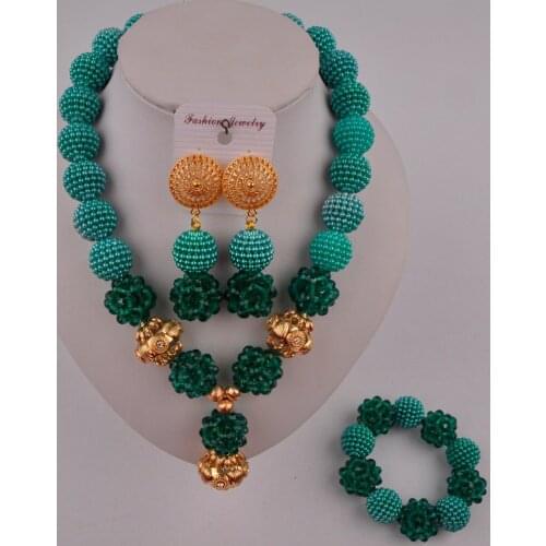 Teal green african jewelry set for women FZZ104