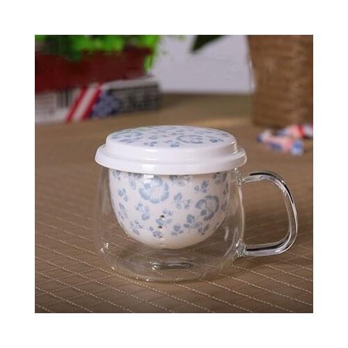 Handmade Heat-resistant glass cup, Flower tea cup, ceramic filter and glass combine, glass cups, herbal tea pot