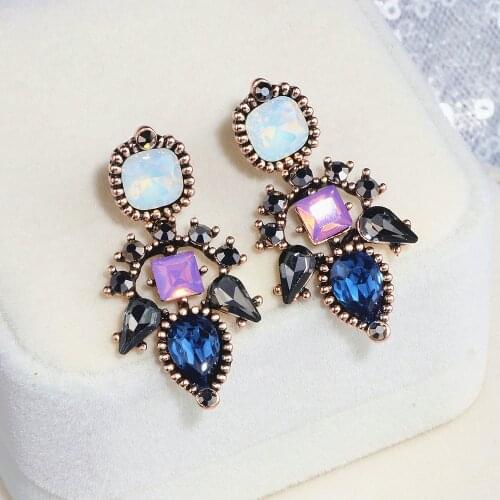 Vintage Ethnic Style Drop Earrings For Women Antique Golden Bohemia Big Crystal Dangle Earrings Brincos Jewelry Accessorie WX228