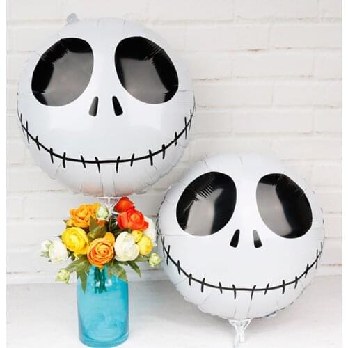 5pcs 18inch Round Skeleton Head Pumpkin Halloween Aluminum Foil Balloon Vampire Girl Balloon Halloween Decoration Party Supplies