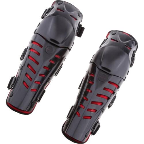 1 Pair Of Adults Fashion Knee Shin Armor Protect Guard Pads Accessories With Cement Hook For Motorcycle Motocross Racing Red