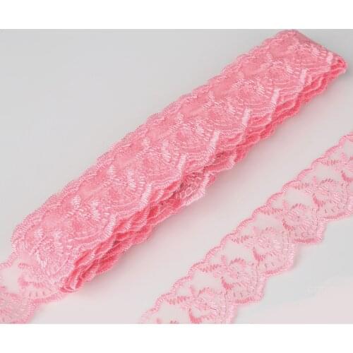 10yards/lot 40MM Light Pink Lace Ribbon DIY Embroidered Net Lace Trim Fabric For Wedding Party Decoration