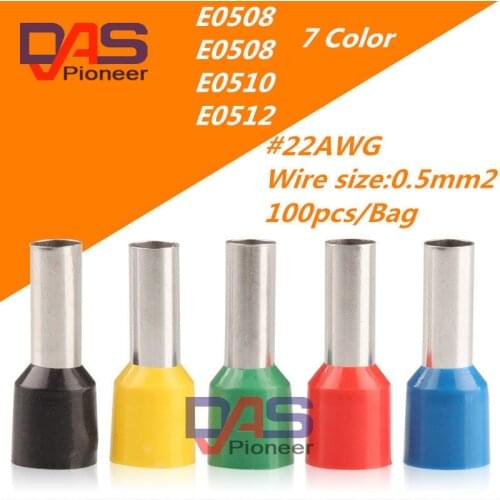 1000pcs/Pack E0508 Insulated Ferrules Terminal Block Cord End Wire Connector Electrical Crimp Terminator