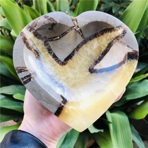 13-14cm Natural dragon septarian Crystal Ashtray Heart specimen healing