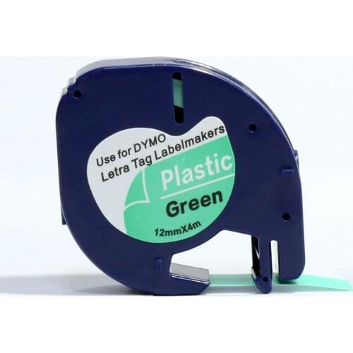 1PK DYMO LT 91204 dymo LetraTAG LT 91204 black on green plastic label
