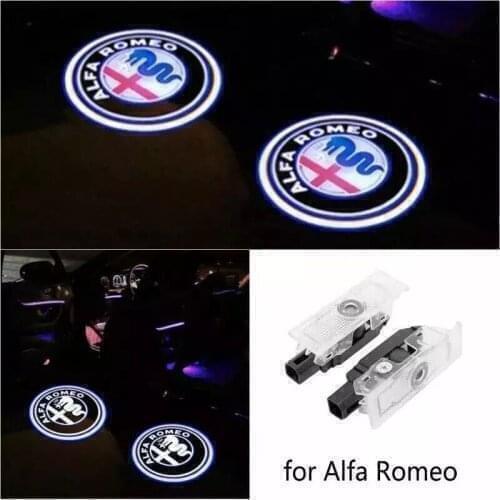 2Pcs For Alfa Romeo 159 Giulia Giulietta Mito Stelvio Brera Spider 3D LED Car Door Logo Lights Projector Laser Ghost Shadow Lamp