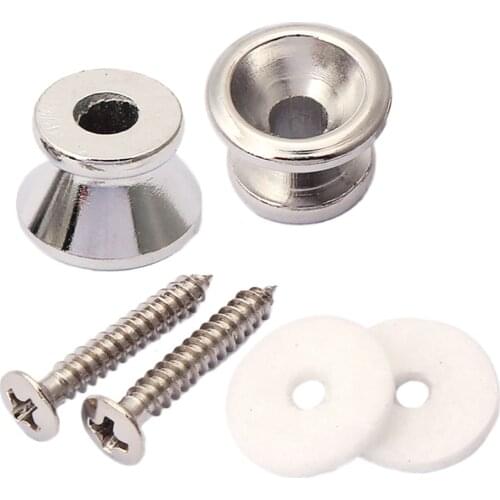 2pcs Chrome Strap Lock Button Mushrooms Head for Acousitc Electric Guitar Bass