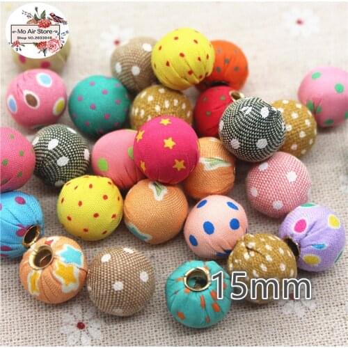 20pcs Half Hole point Fabric Covered round bead Home Garden Crafts Cabochon hair bow center