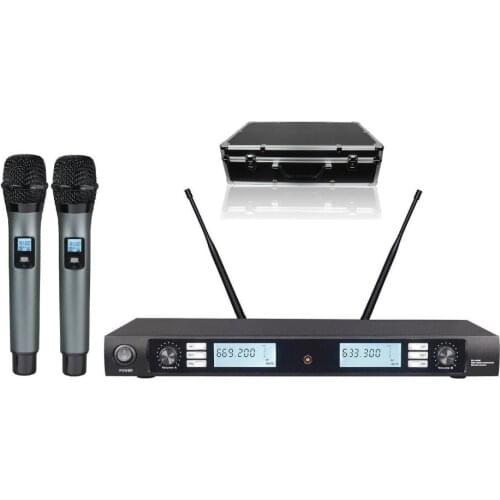 2 X 100 Channel Dual UHF microfono Handheld Wireless Karaoke Microphone microfoon System w flight case